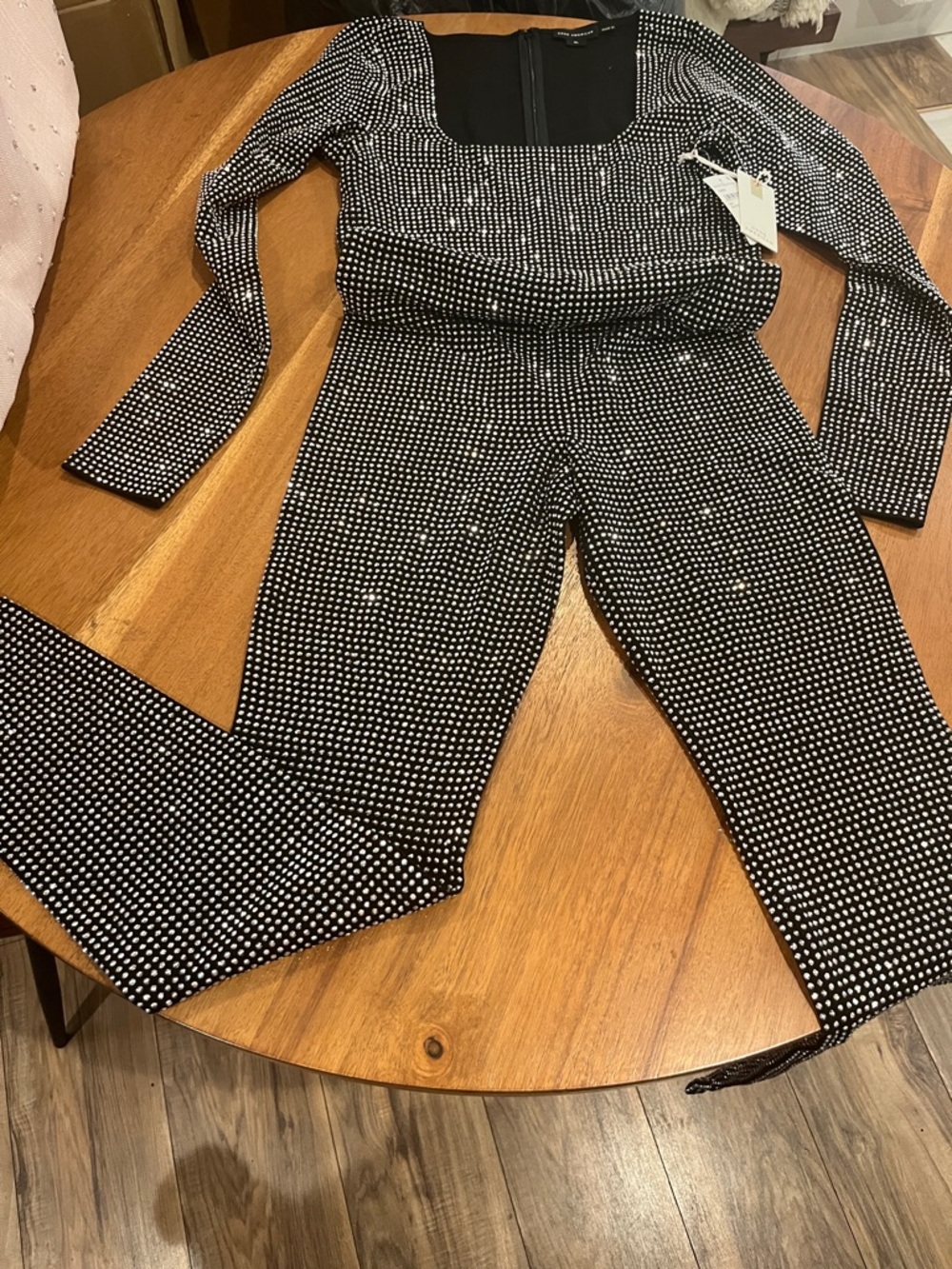 Good American Black Rhinestone Jumpsuit